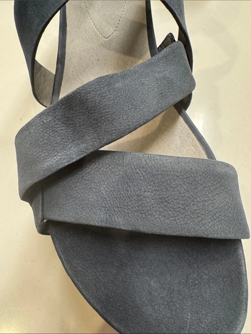 Eileen Fisher Dark Blue Crisscross Platform Sandals Zip Back Sz9